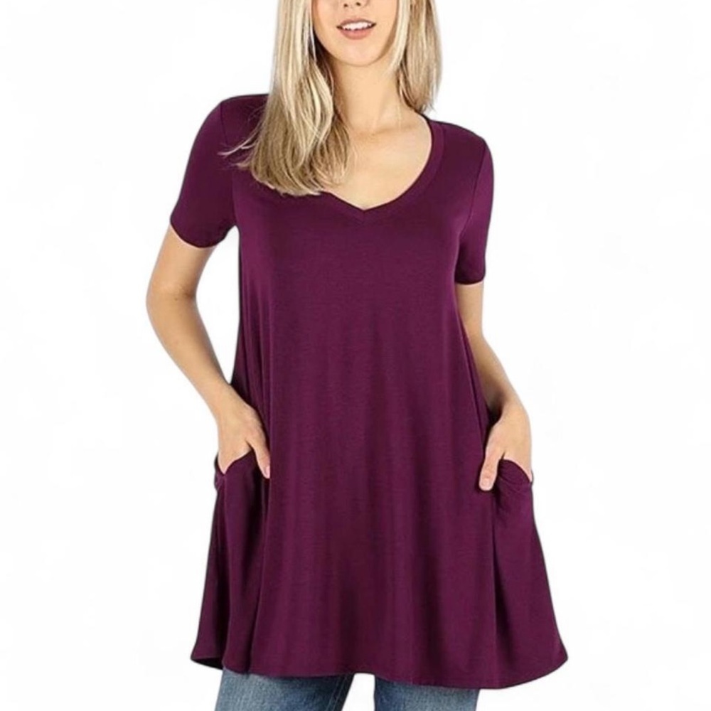 Zenana premium Deep Purple V-Neck Tunic